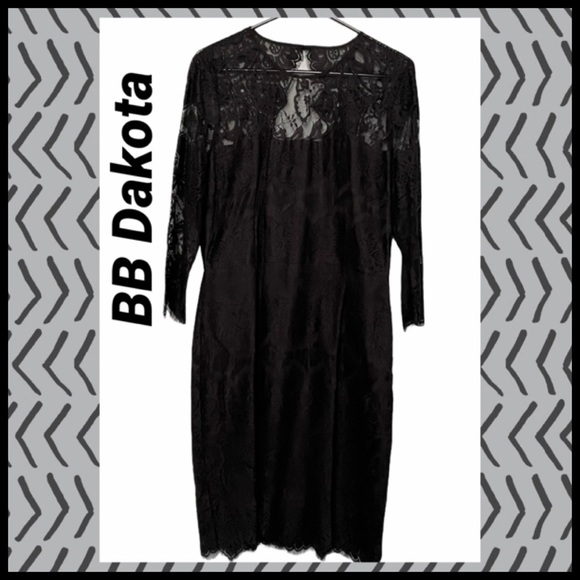 NWT BB DAKOTA Jayce Lace Black Sheath Party Cocktail Dress Size 14 - Picture 1 of 16